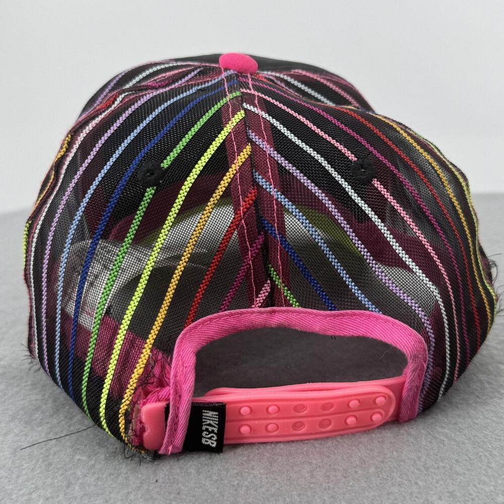 Nike SB Youth Trucker Hat Snapback Mesh Stripe Black Pink Cap Boys Adjustable - Picture 5 of 12